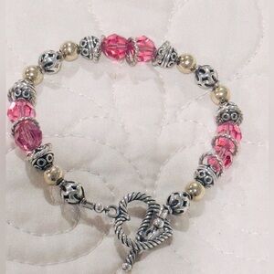 🩷 Vintage Faceted Pink Beaded Bracelet 🩷